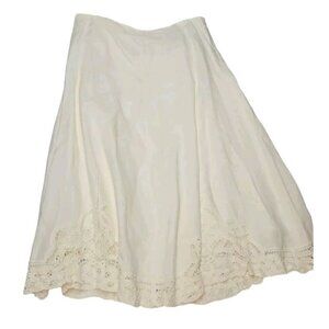 Banana Republic Lace Skirt Womens 10 Ivory Embroidered  Crochet Cottagecore Boho